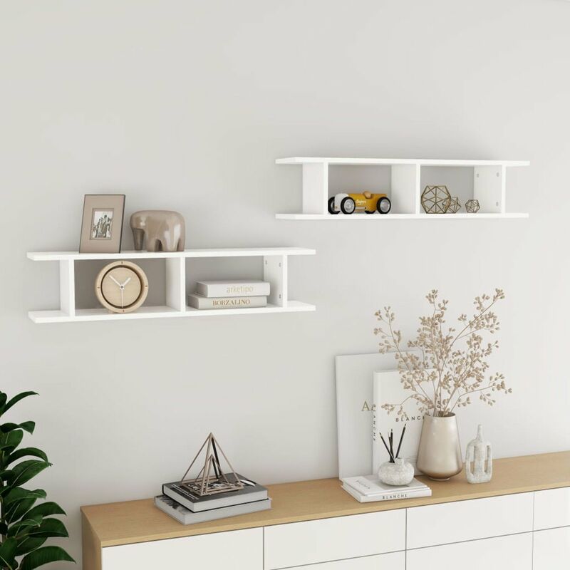 

Estantes de pared 2 unidades aglomerado blanco 90x18x20cm