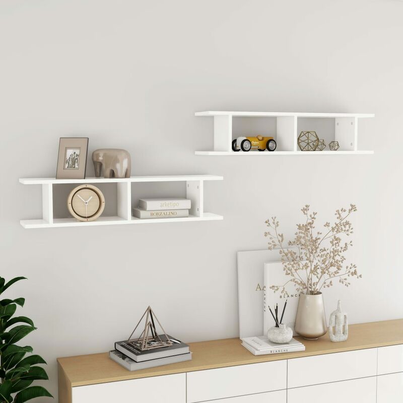 

Estantes de pared 2 unidades aglomerado blanco 90x18x20cm