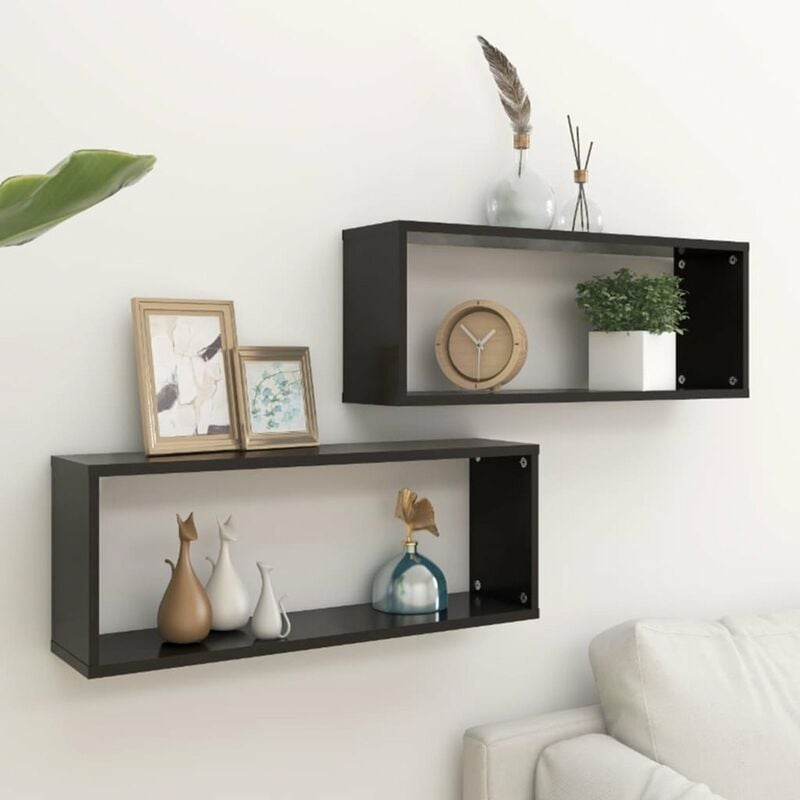 

Estantes de pared 2 unidades aglomerado negro 60x15x23 cm