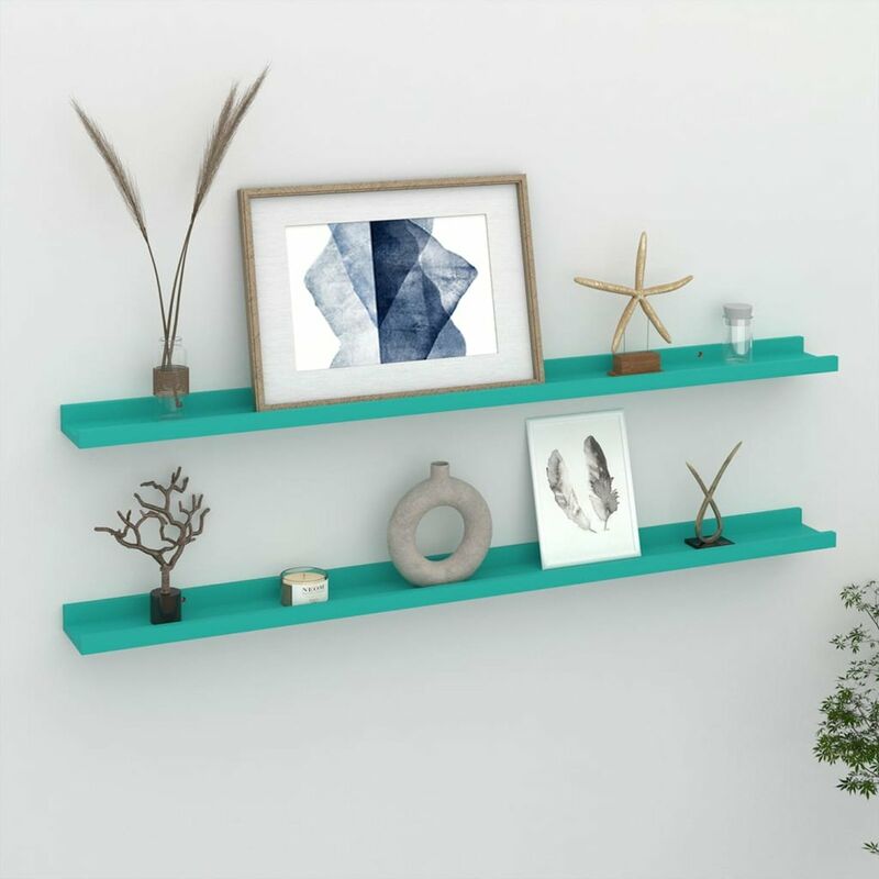 

Estantes de pared 2 unidades azul 100x9x3 cm