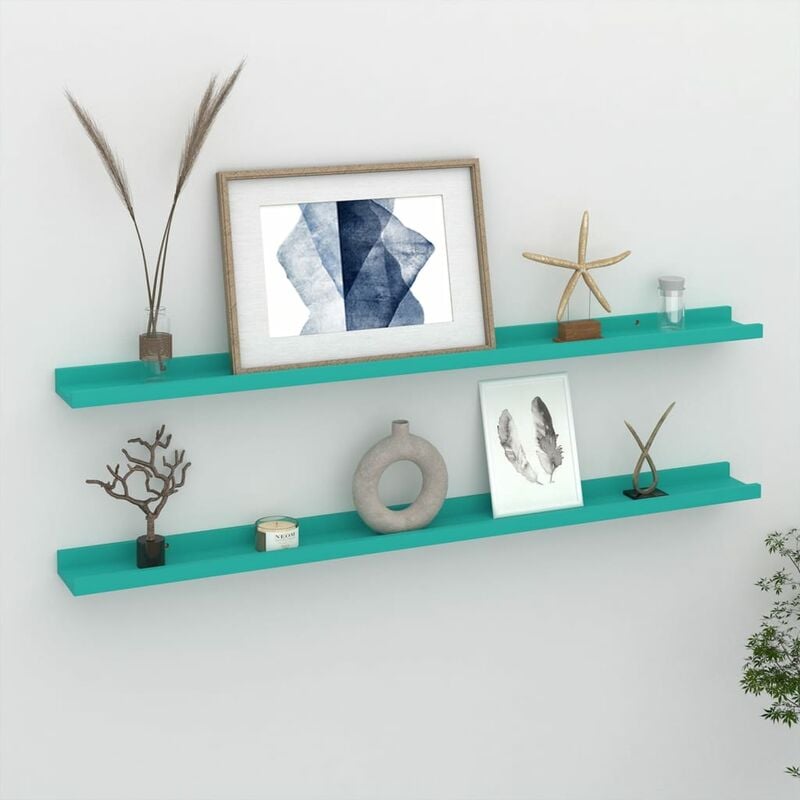 

Estantes de pared 2 unidades azul 100x9x3 cm