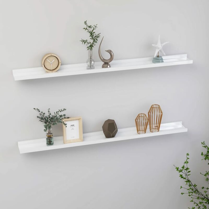 

Estantes de pared 2 unidades blanco brillante 100x9x3 cm