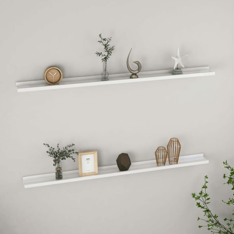 

Estantes de pared 2 unidades blanco brillante 115x9x3 cm