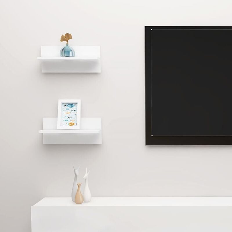 

Estantes de pared 2 unidades blanco brillante 40x11,5x18 cm