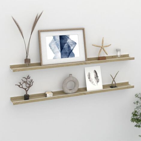 Estantes de pared 2 unidades blanco y roble Sonoma 100x9x3 cm vidaXL786147