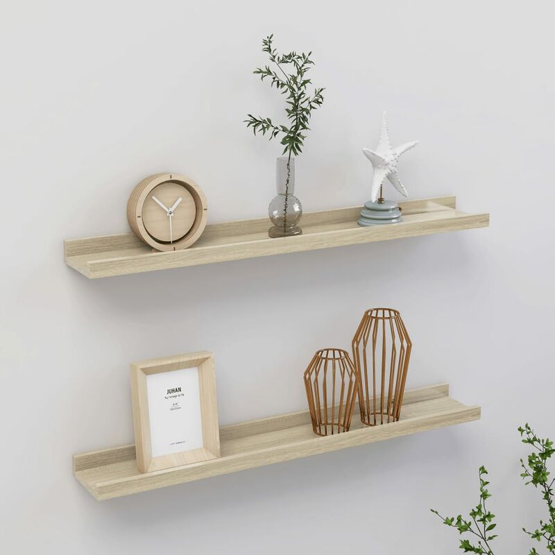 

Estantes de pared 2 unidades color roble Sonoma 60x9x3 cm