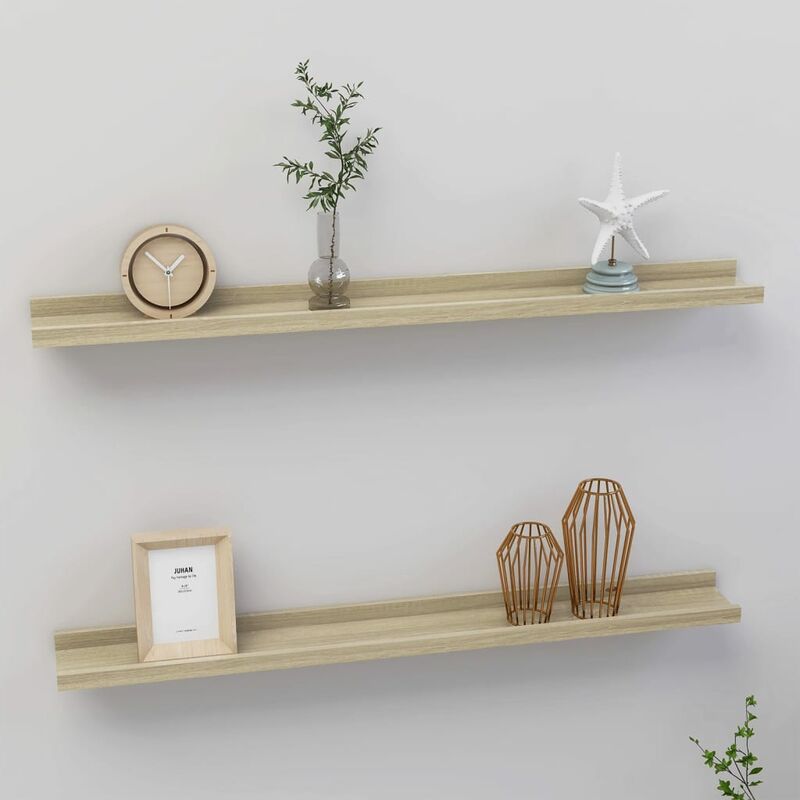 

Estantes de pared 2 unidades color roble Sonoma 80x9x3 cm