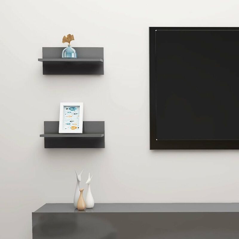 

Estantes de pared 2 unidades gris brillante 40x11,5x18 cm