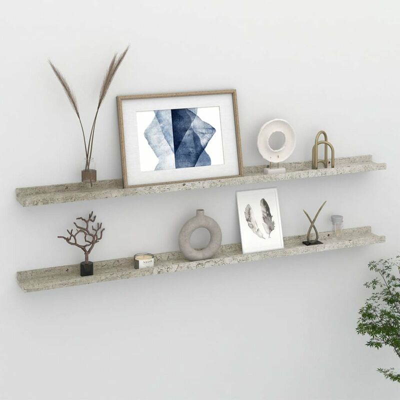 

Estantes de pared 2 unidades gris hormigon 115x9x3 cm
