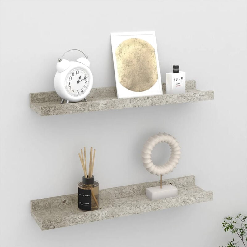 

Estantes de pared 2 unidades gris hormigon 40x9x3 cm