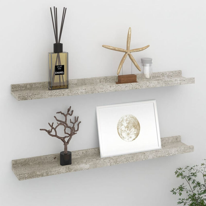 

Estantes de pared 2 unidades gris hormigon 60x9x3 cm