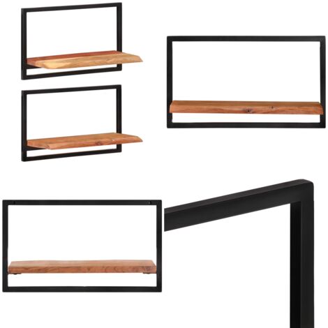 Estantes de pared 2 unidades madera maciza acacia 60x25x35 cm - Estanterías de madera - Acacia
