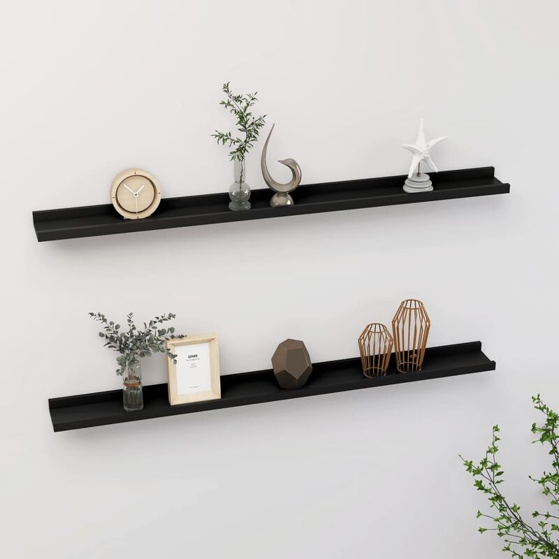 

Estantes de pared 2 unidades negro 100x9x3 cm