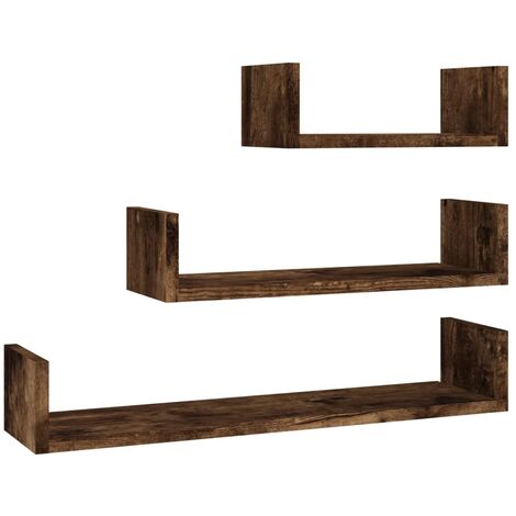 3x Estantes de Pared Aglomerado Mobiliario Decoración Casa Multicolor