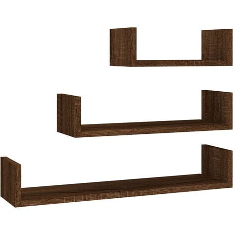 Estantes de pared 3 unidades madera de ingeniería roble marrón vidaXL