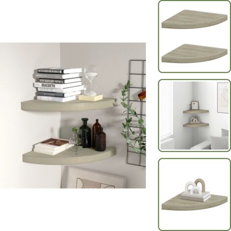 Estantes de pared - 323926 vidaXL Floating Corner Shelves 2 pcs Oak 35x35x3,8 cm MDF - Estantes para libros