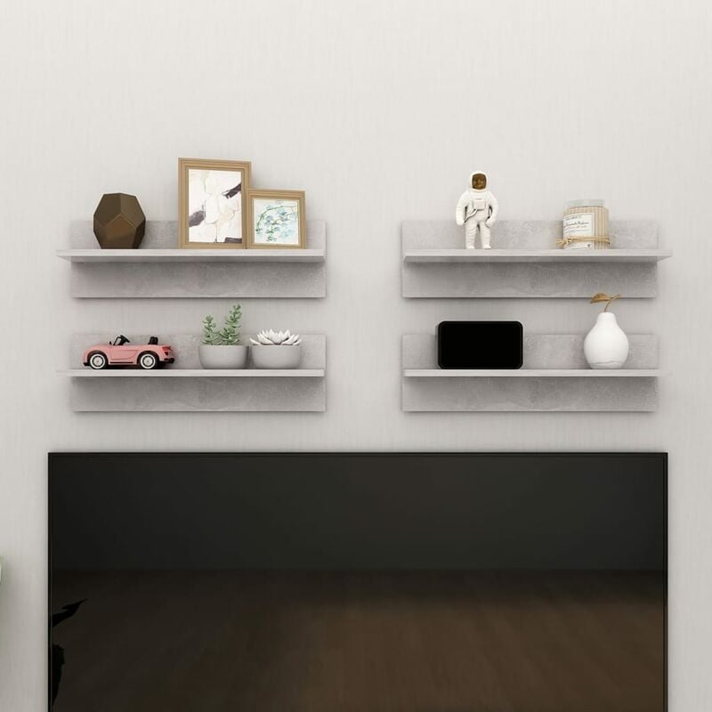 

Estantes de pared 4 uds aglomerado gris hormigón 60x11,5x18 cm