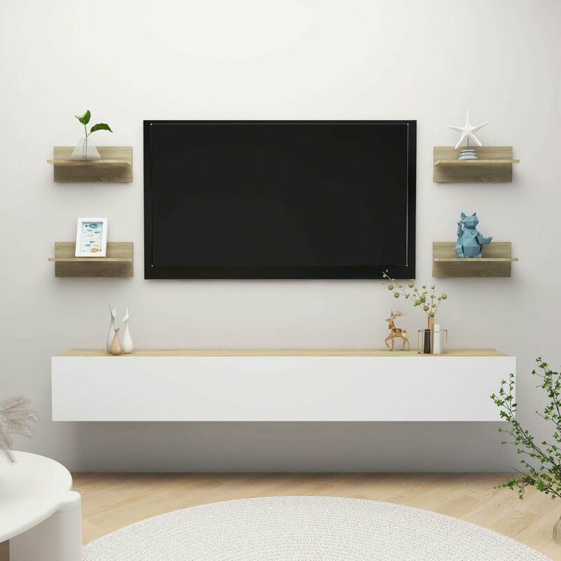 

Estantes de pared 4 uds aglomerado roble Sonoma 40x11,5x18 cm