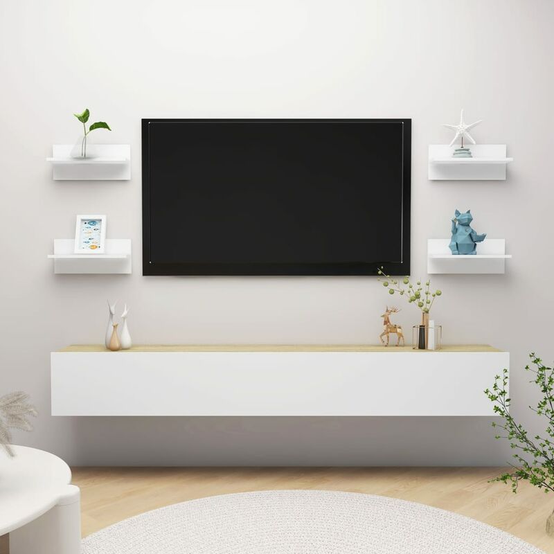 

Estantes de pared 4 unidades aglomerado blanco 40x11,5x18 cm
