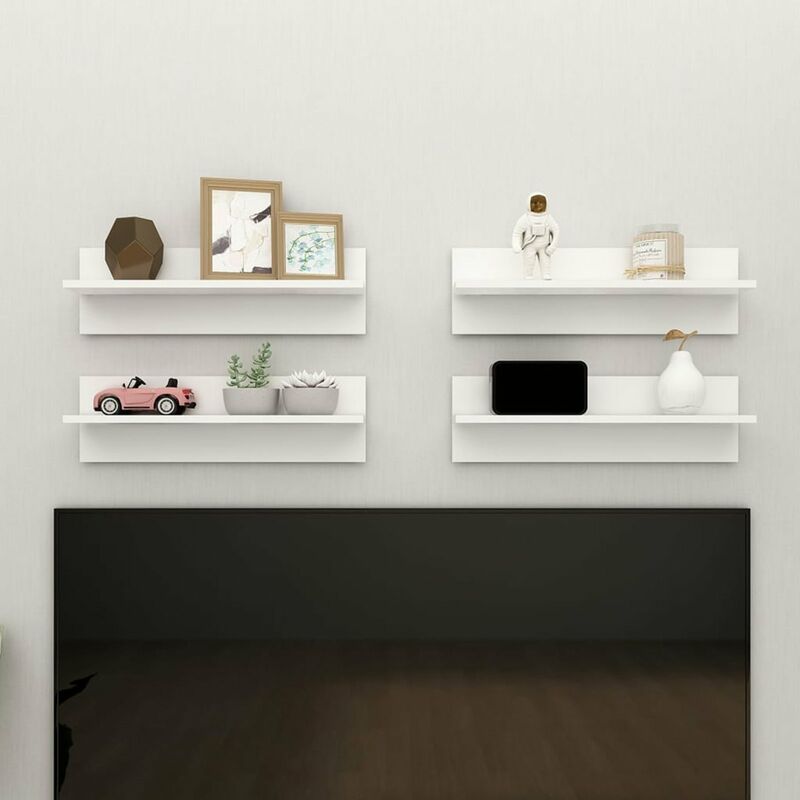 

Estantes de pared 4 unidades aglomerado blanco 60x11,5x18 cm