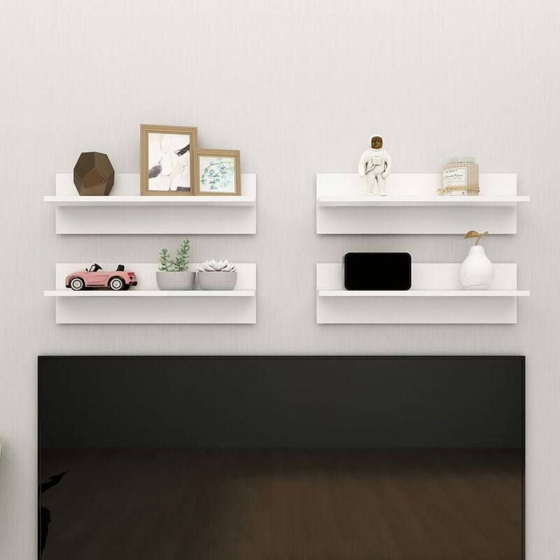 

Estantes de pared 4 unidades aglomerado blanco 60x11,5x18 cm