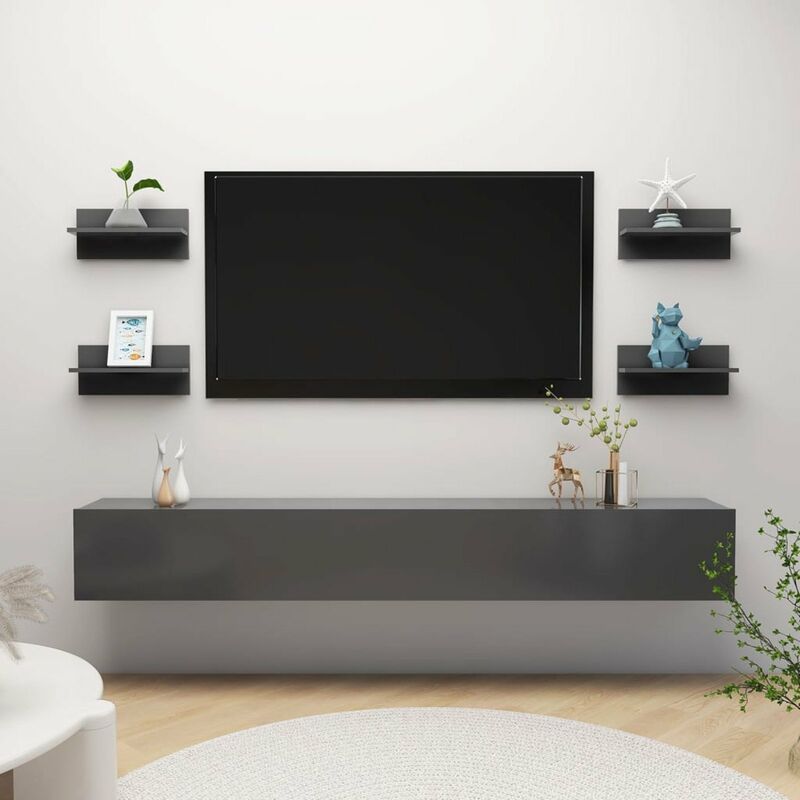 

Estantes de pared 4 unidades aglomerado gris 40x11,5x18 cm