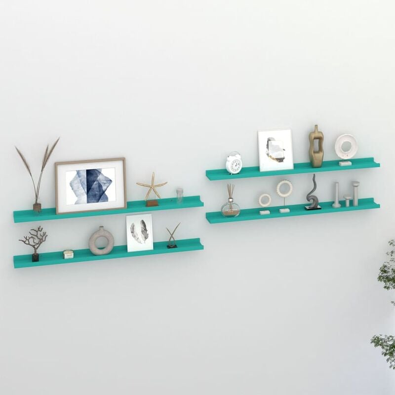 

Estantes de pared 4 unidades azul 100x9x3 cm