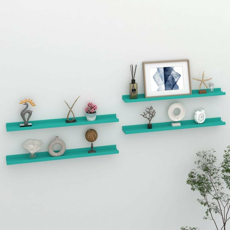

Estantes de pared 4 unidades azul 80x9x3 cm