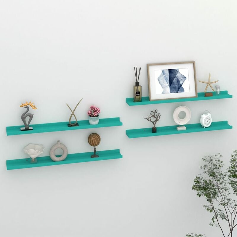 

Estantes de pared 4 unidades azul 80x9x3 cm