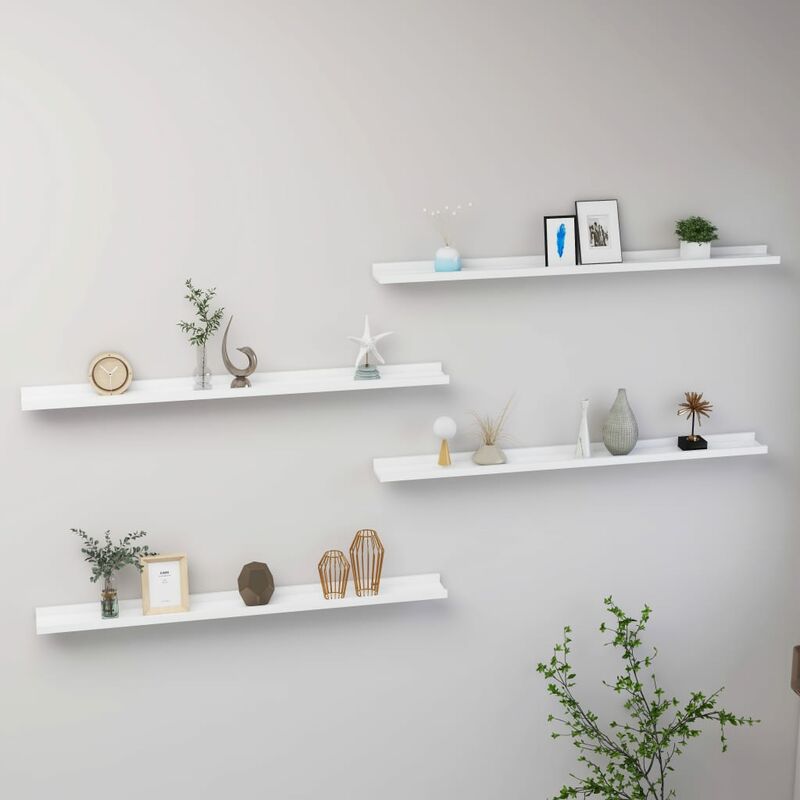 

Estantes de pared 4 unidades blanco 100x9x3 cm