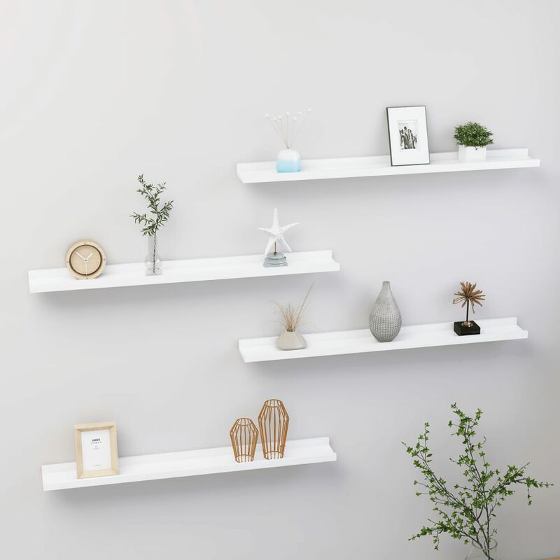 

Estantes de pared 4 unidades blanco 80x9x3 cm