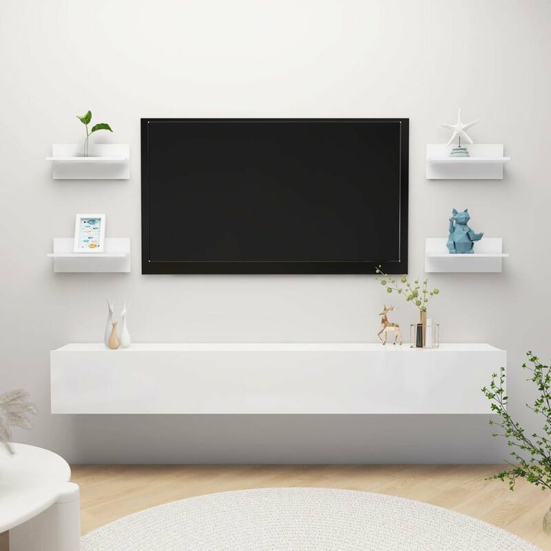 

Estantes de pared 4 unidades blanco brillante 40x11,5x18 cm