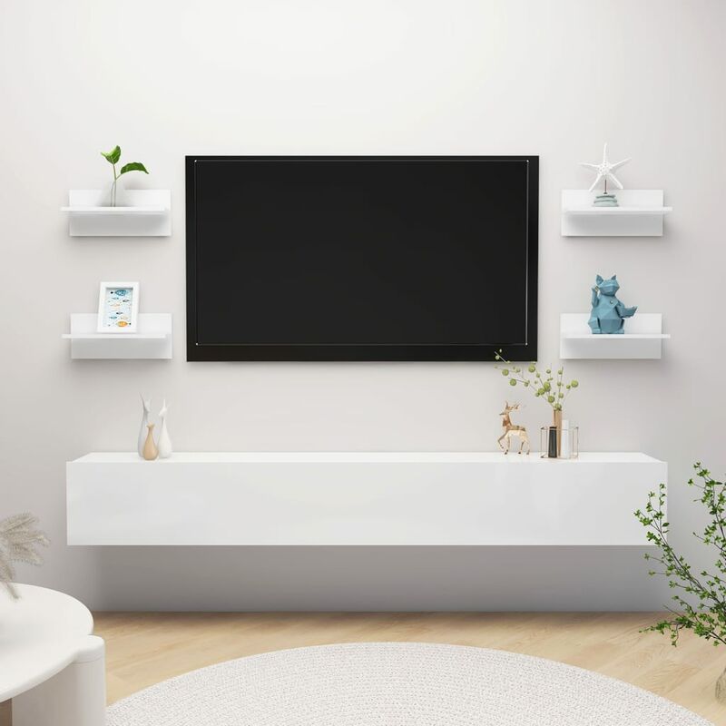 

Estantes de pared 4 unidades blanco brillante 40x11,5x18 cm