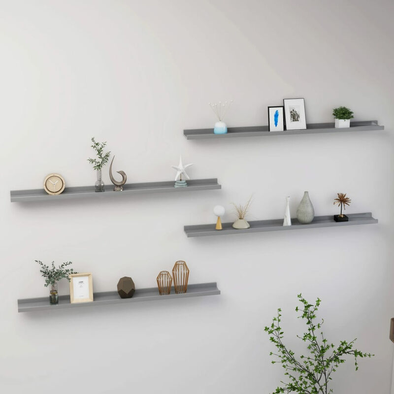 

Estantes de pared 4 unidades gris 100x9x3 cm