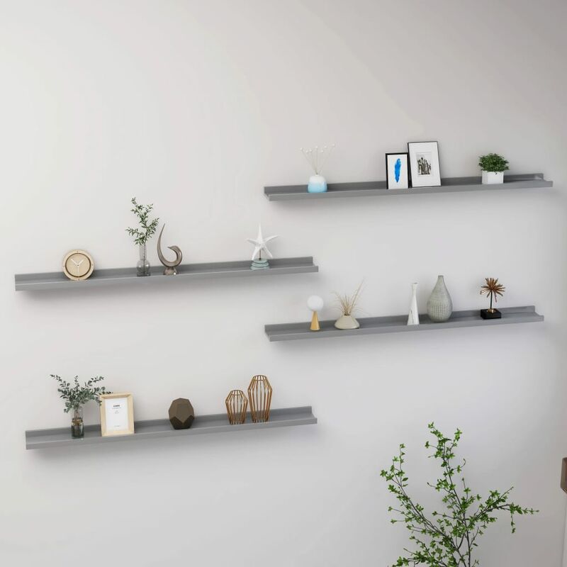 

Estantes de pared 4 unidades gris 100x9x3 cm