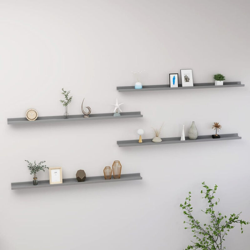 

Estantes de pared 4 unidades gris 115x9x3 cm