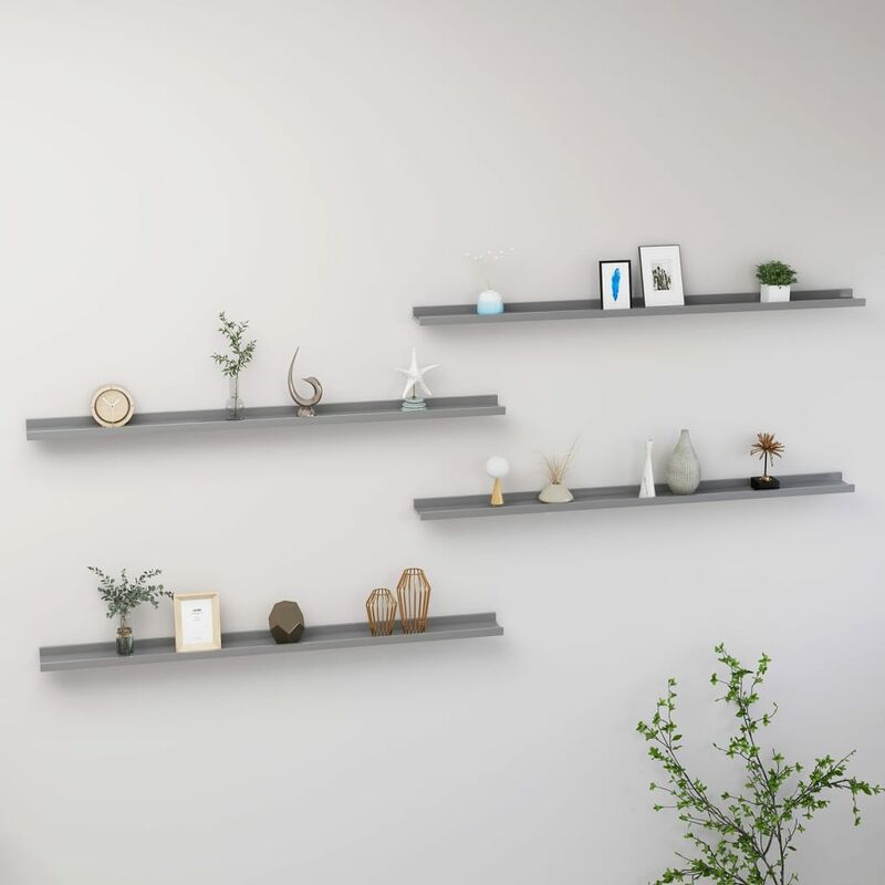 

Estantes de pared 4 unidades gris 115x9x3 cm
