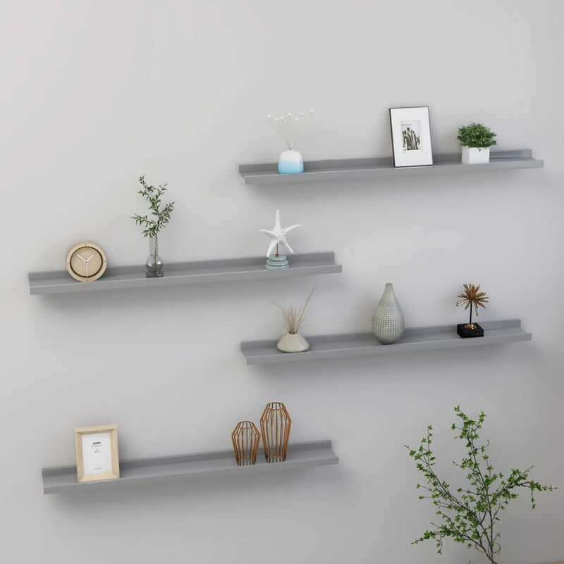 

Estantes de pared 4 unidades gris 80x9x3 cm