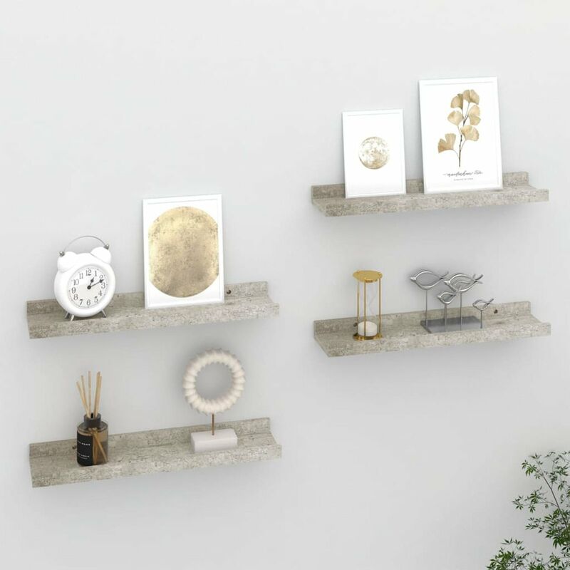 

Estantes de pared 4 unidades gris hormigon 40x9x3 cm