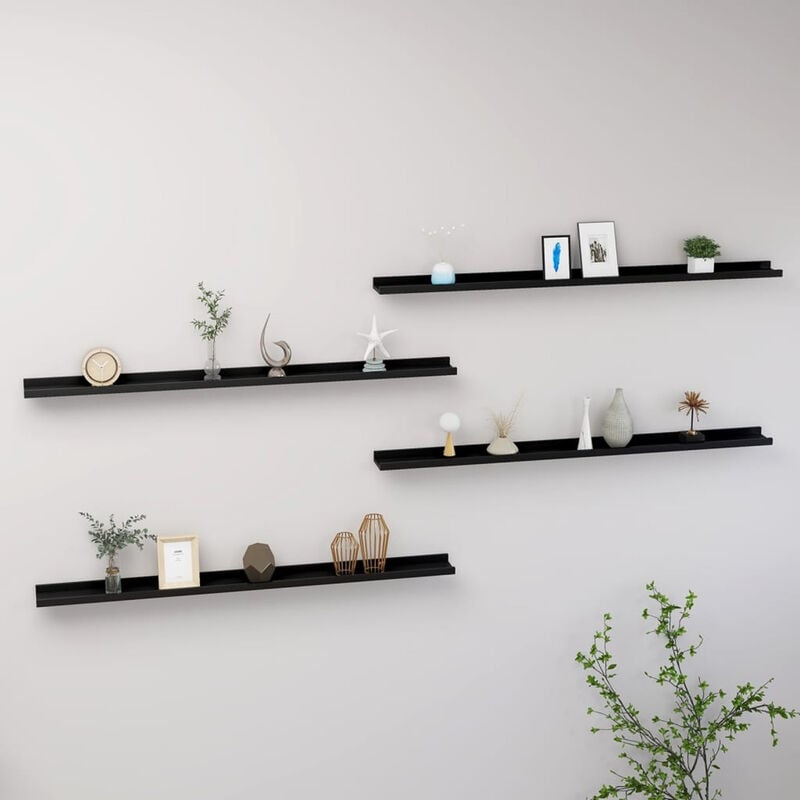 

Estantes de pared 4 unidades negro 115x9x3 cm