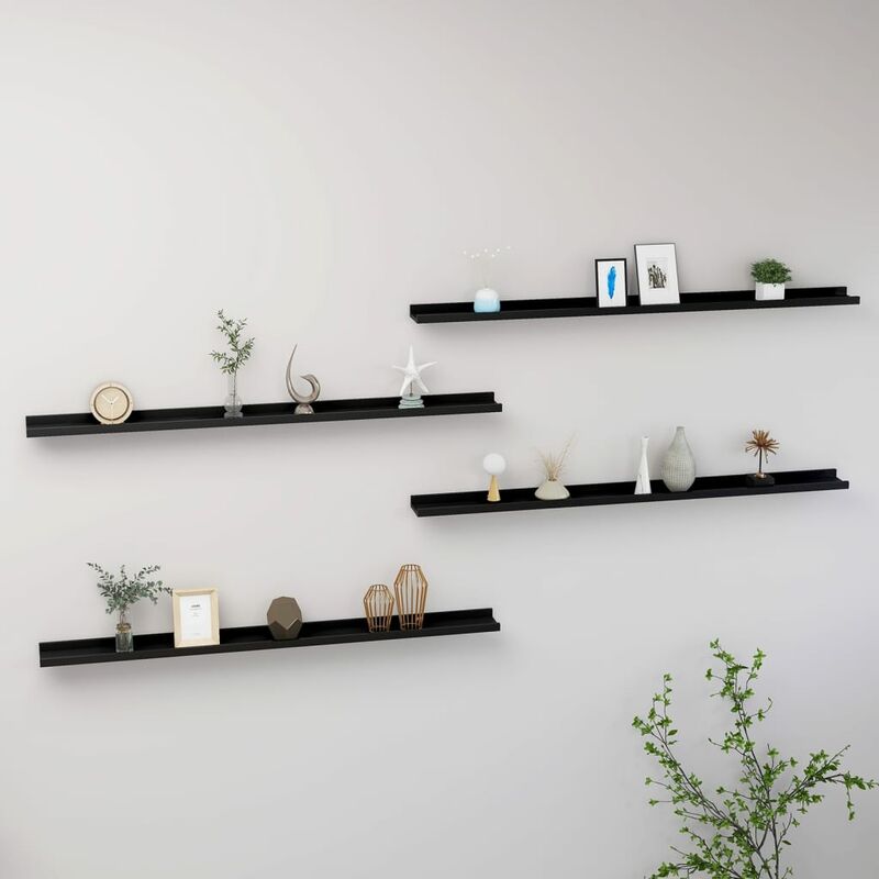 

Estantes de pared 4 unidades negro 115x9x3 cm