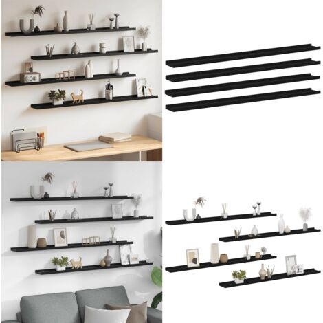 Estantes de pared 4 unidades negro 115x9x3 cm - Estantería decorativa - Estantería interior