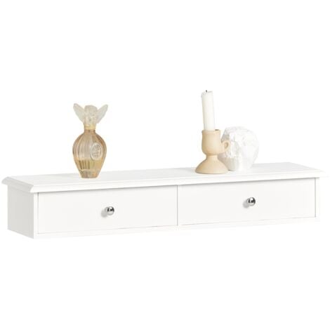 Estantes de Pared, Armario suspendido, Estanteria para trasteros, de MDF, Blanco L64cm x P15cm x H10cm FRG43-W SoBuy ES