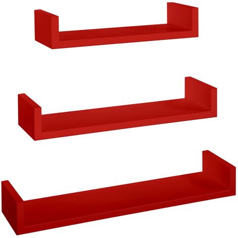 Estantes de pared conjunto de 3 pc mod. Calamita Rojo