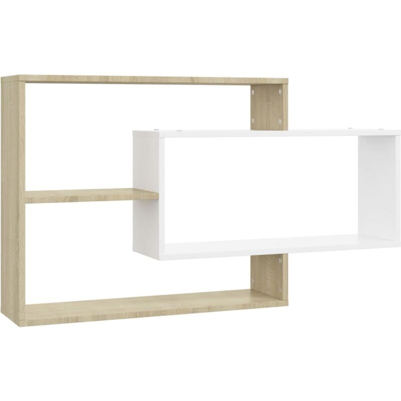 

vidaXL Estantes de Pared de Aglomerado 104x20x58.5 cm Blanco y Roble Sonoma - Blanco