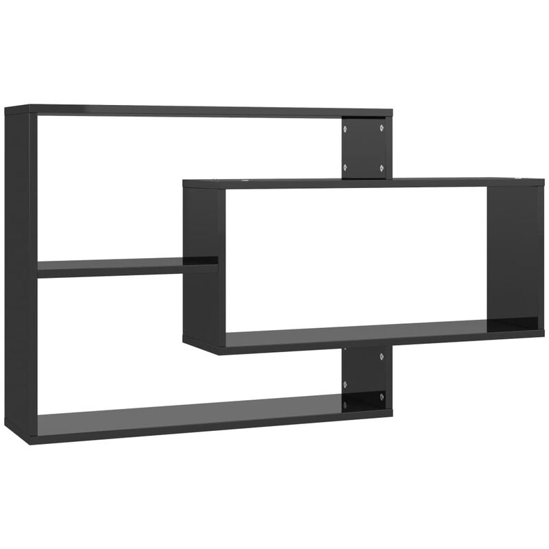 

vidaXL Estantes de Pared de Aglomerado 104x20x58.5 cm Negro Brillante - Negro