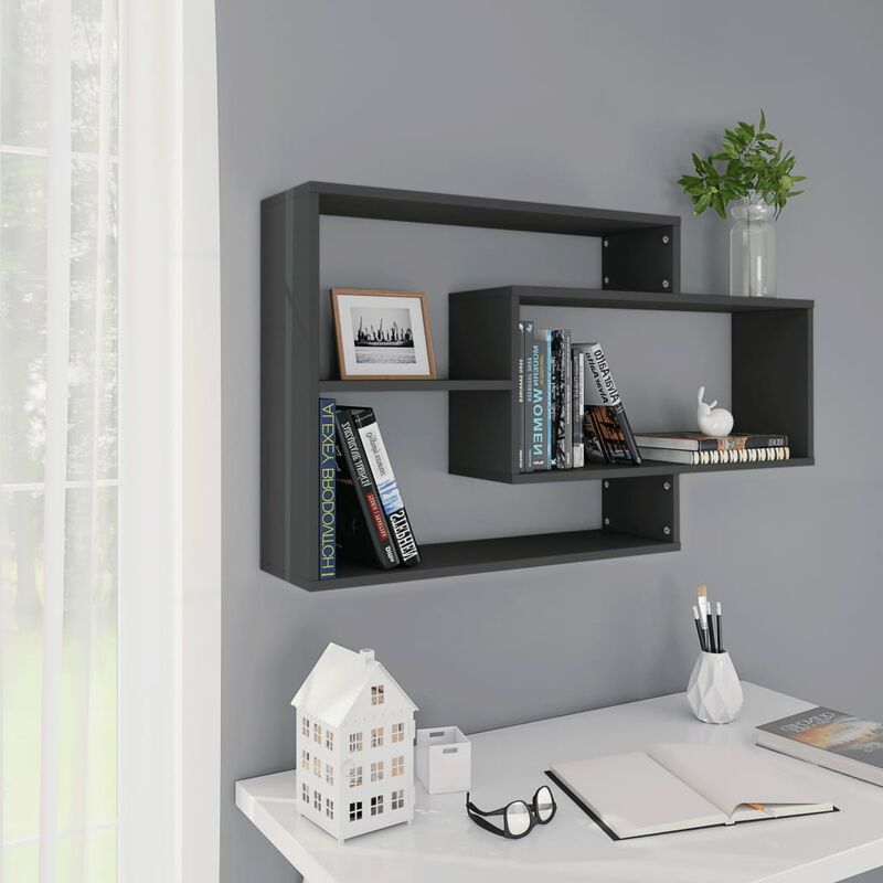 

Estantes de pared de aglomerado gris 104x20x60 cm - Gris