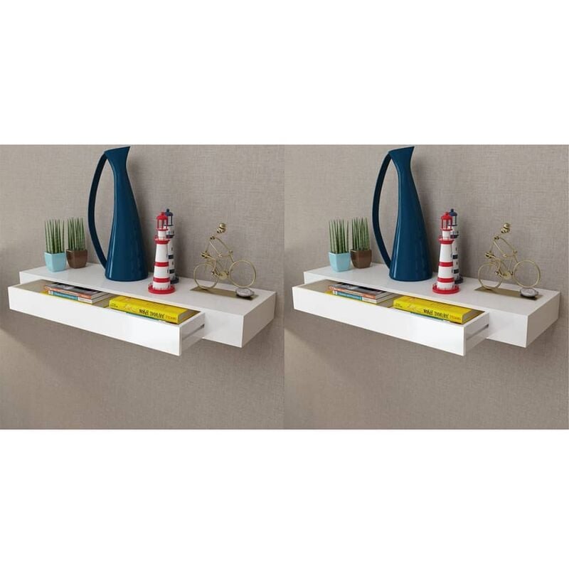 

Estantes de pared flotantes con cajones 2 uds blanco 80 cm