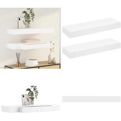 Estantes de pared flotantes con cajones 2 uds blanco 80 cm - Estantería colgante - Estantería con cajón