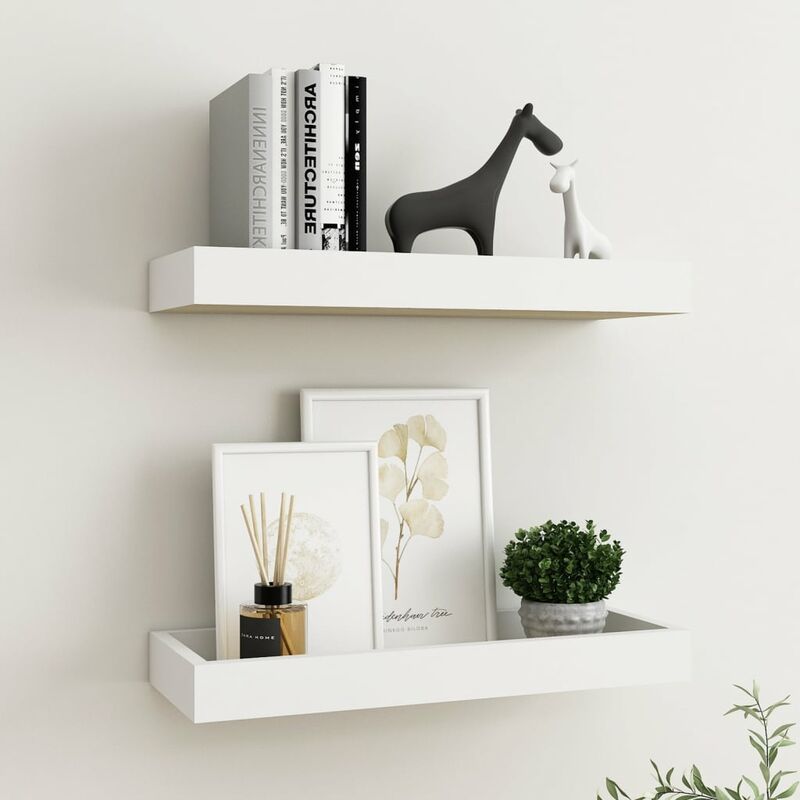 

Estantes de pared Loggia 2 uds blanco y roble 40x15x4 cm MDF